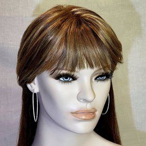 Sterling & Synthetic "Diamond" XL Thin Oval Hoop Earrings - BRAND NEW!
